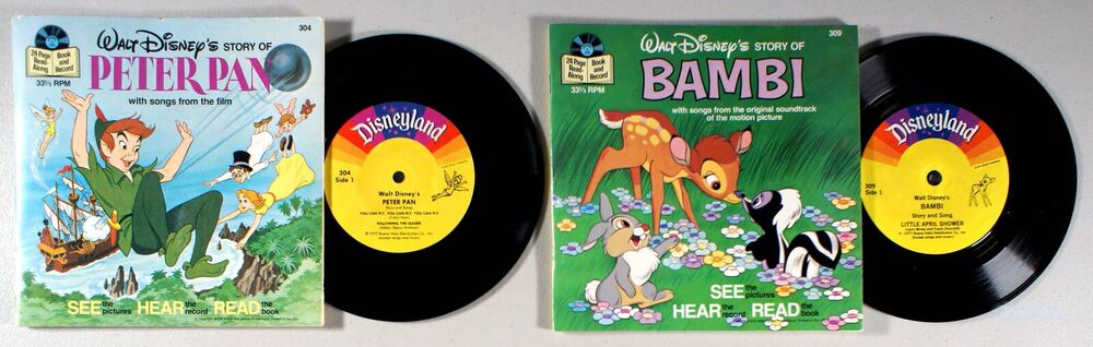 Disney - 7" Set: Bambi and Peter Pan (1977) [NEW] Vinyl + BOOK